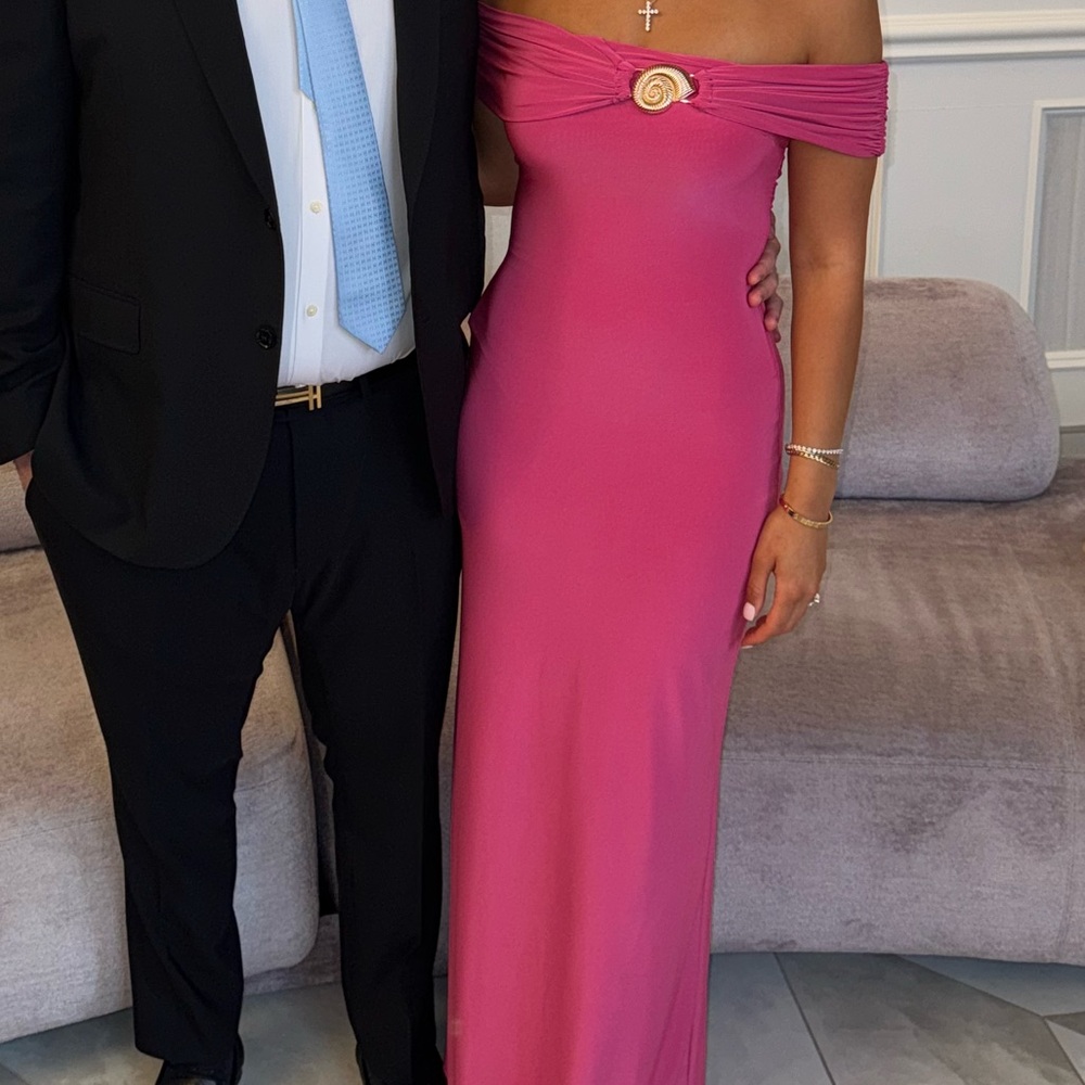 Elegant Pink Off-Shoulder Gown